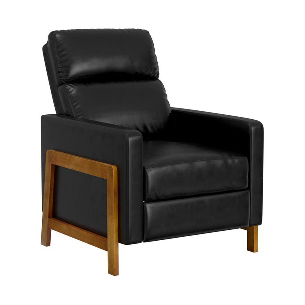 Hillsdale Furniture Garnett Modern Fabric Faux Leather Recliner Black ...