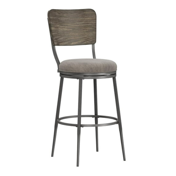 Hillsdale Furniture Garren Metal Bar Height Swivel Stool Rubbed Gray Pewter