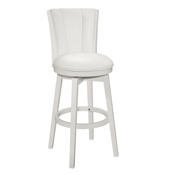 Hillsdale Furniture Gianna Wood Bar Height Swivel Stool with Upholstered Back, White