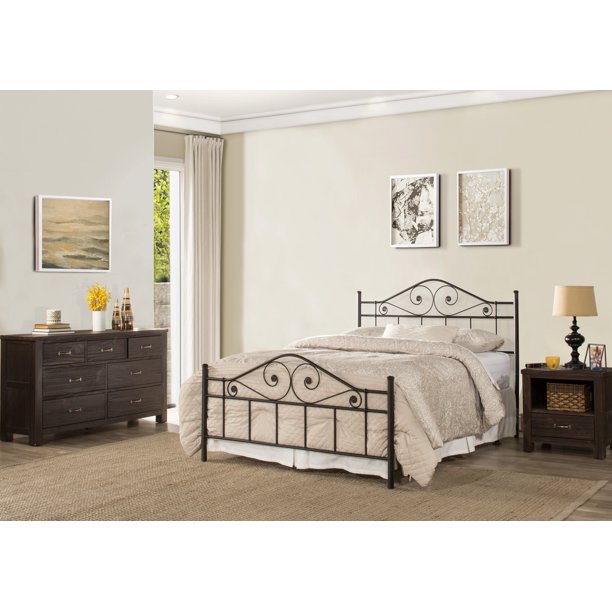 Hillsdale Furniture Harrison Textured Black Metal Scroll King Bed