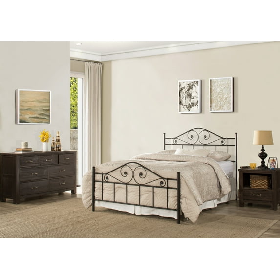 Hillsdale Furniture Harrison Textured Black Metal Scroll King Bed
