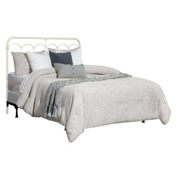 Hillsdale Furniture Jocelyn Metal Queen Headboard with Bed Frame, Soft White
