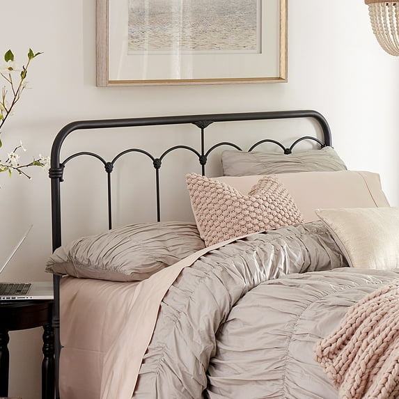 Hillsdale Furniture Jocelyn Vintage Metal Full Headboard, Black Sparkle