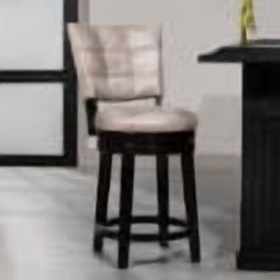 Hillsdale Furniture Kaede Black Wood and Faux Leather Counter Height Swivel Stool, Weathered Gray
