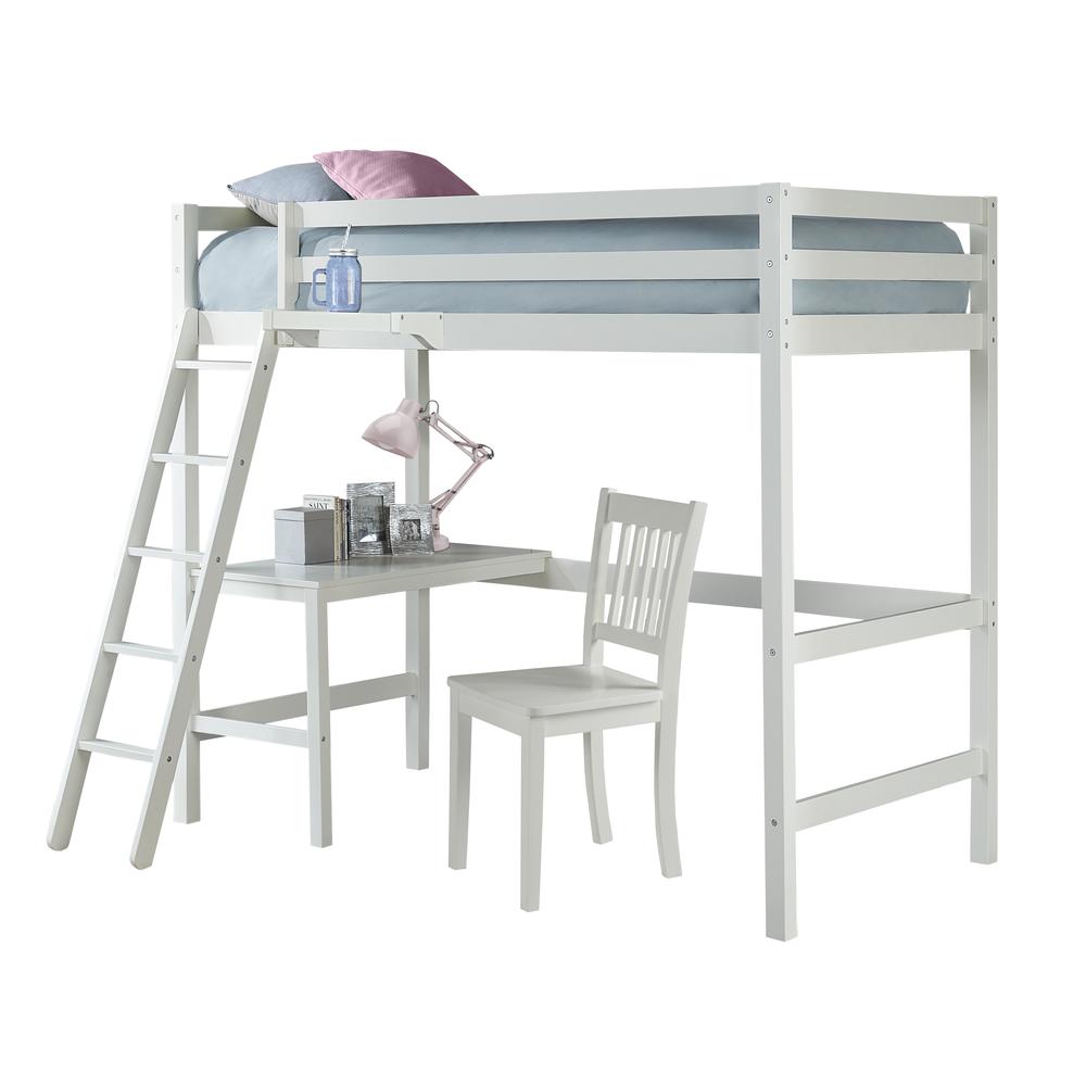 Hillsdale Furniture Kids and Teen Caspian Twin Loft Bed with Desk, Chair and Hanging Tray Nightstand, White - image 1 of 3