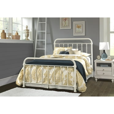 Hillsdale Furniture Kirkwood Classic Metal Queen Bed with Frame, Soft White
