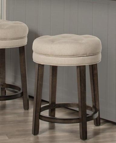 Charcoal Gray Backless Swivel Counter Stool with Linen Upholstery