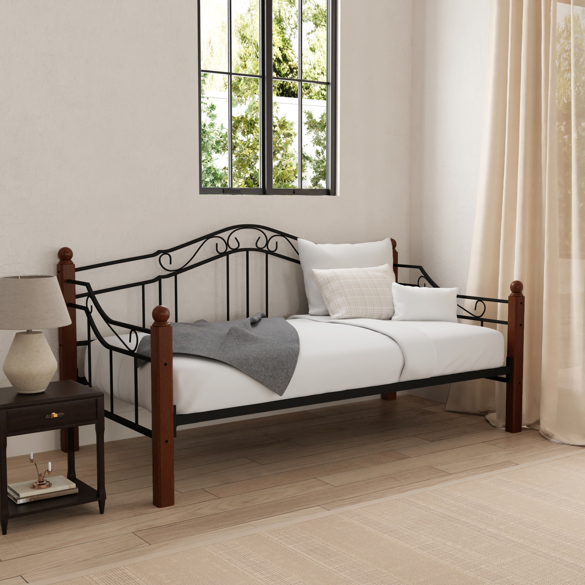 Hillsdale Furniture Madison Wood and Metal Twin Daybed, Black with Cherry Posts - image 1 of 14