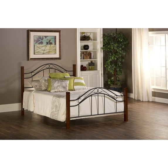 Hillsdale Furniture Matson Arched Black Metal Twin Bed with Cherry Wood Posts