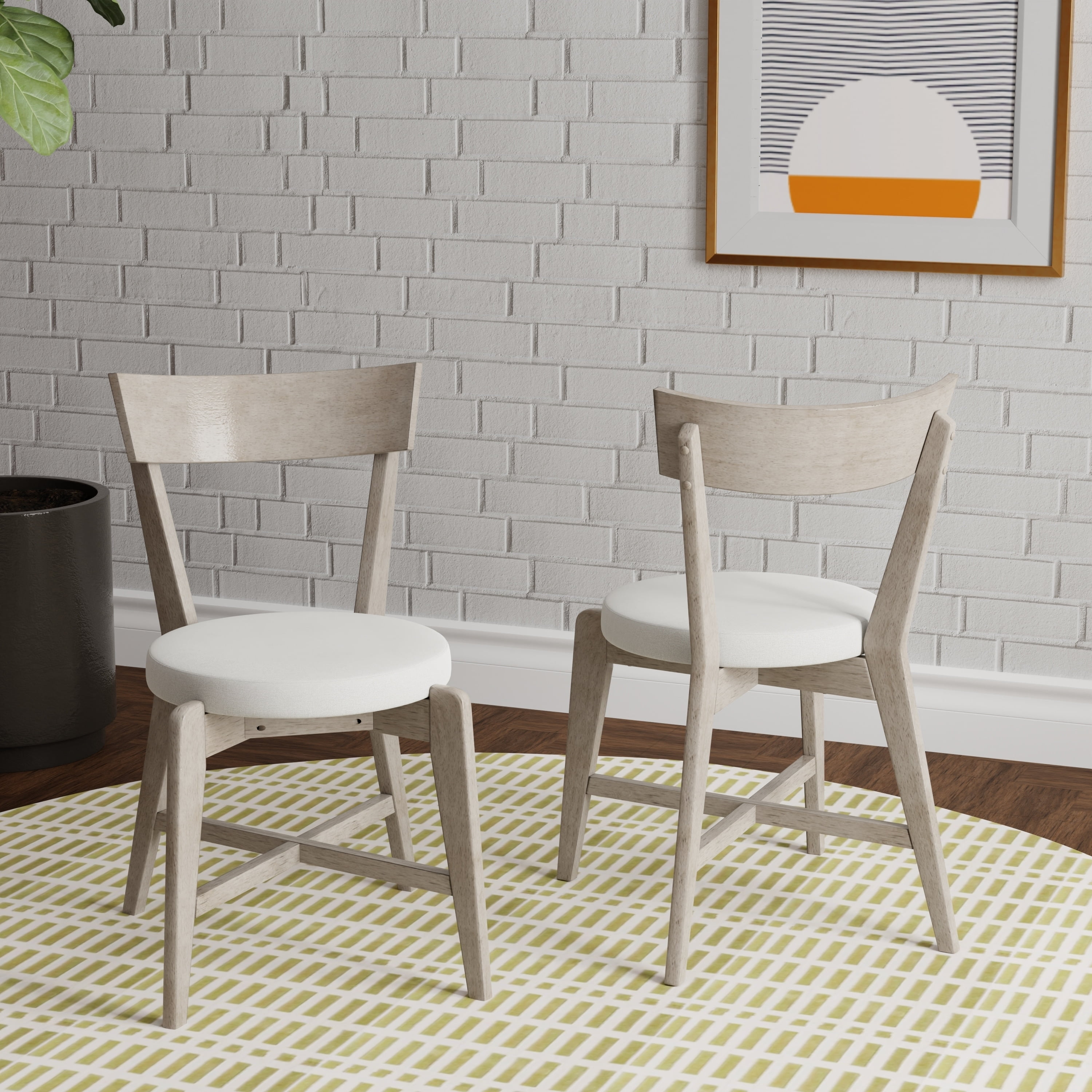 Gray Upholstered Wood Side Chair with Slat Back
