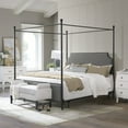 thumbnail image 1 of Hillsdale Furniture McArthur Metal Upholstered Canopy King Bed, Black Matte with Gray, 1 of 11