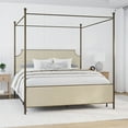 thumbnail image 1 of Hillsdale Furniture McArthur Metal Upholstered Canopy King Bed, Bronze with Linen, 1 of 12