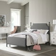 thumbnail image 1 of Hillsdale Furniture McArthur Metal Upholstered Queen Bed, Matte Black with Gray Fabric, 1 of 10