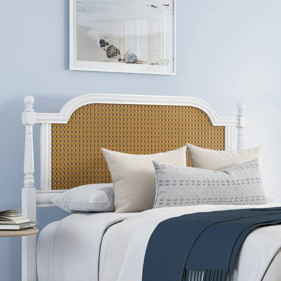 Hillsdale Furniture Melanie Wood and Cane Queen Headboard, White