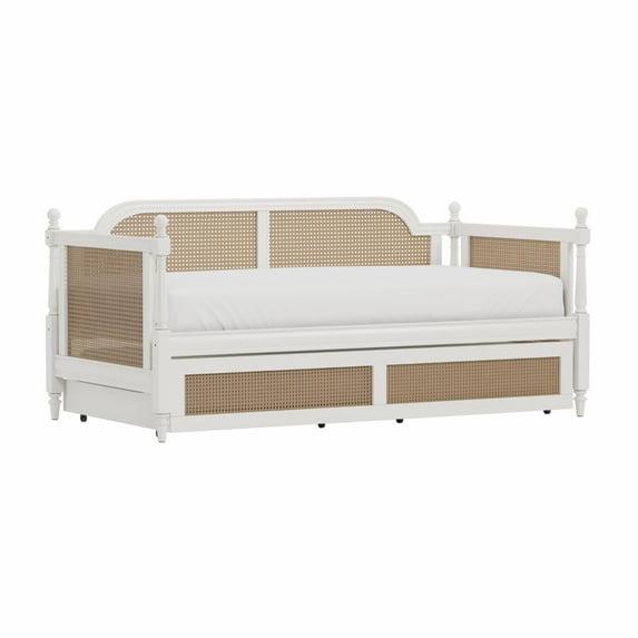 Hillsdale Furniture Melanie Wood and Cane Twin Daybed with Trundle French Gray