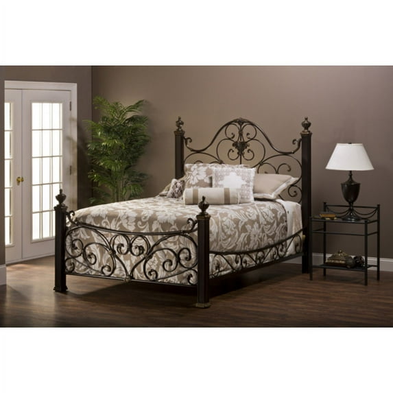 Hillsdale Furniture Mikelson Classic Metal Four-Poster Bed, Queen, Antique Brown