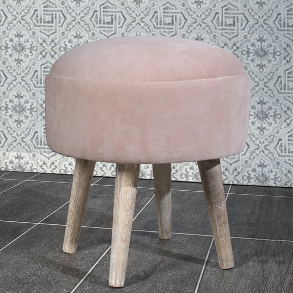 Hillsdale Furniture Mila Velvet Upholstered Backless Vanity Stool, Pink