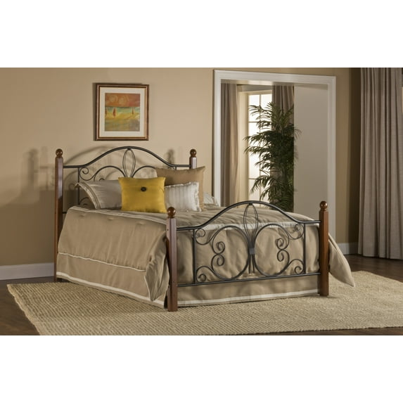 Hillsdale Furniture Milwaukee Black Metal with Cherry Wood Posts Twin Bed