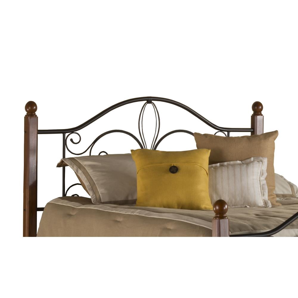 Hillsdale Furniture Milwaukee King Metal Headboard with Frame and Cherry Wood Posts, Textured Black