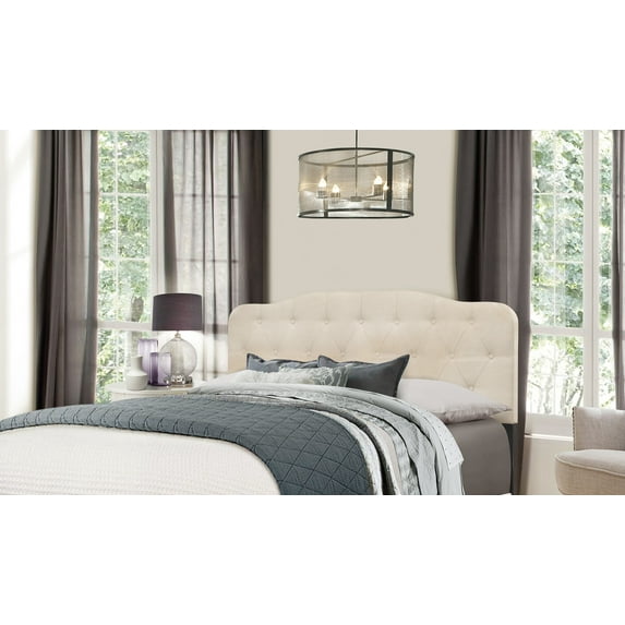 Hillsdale Furniture Nicole Arched Diamond Tufted Upholstered King Headboard, Linen