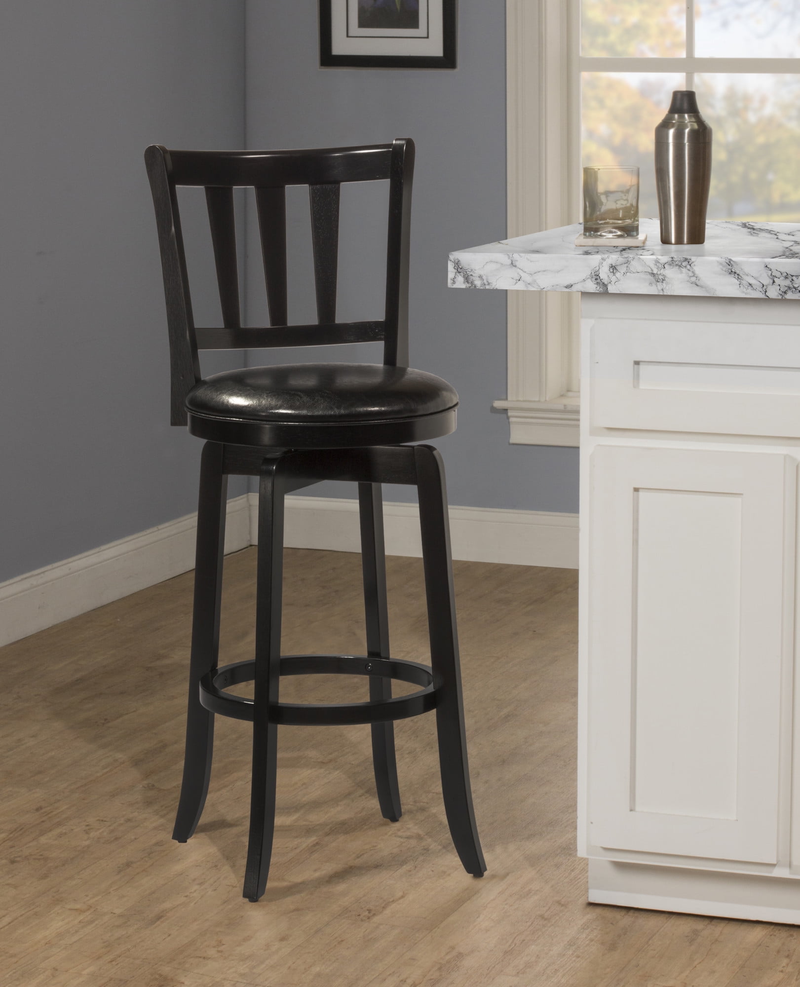 Presque Isle 43.5" Black Wood Swivel Bar Height Stool