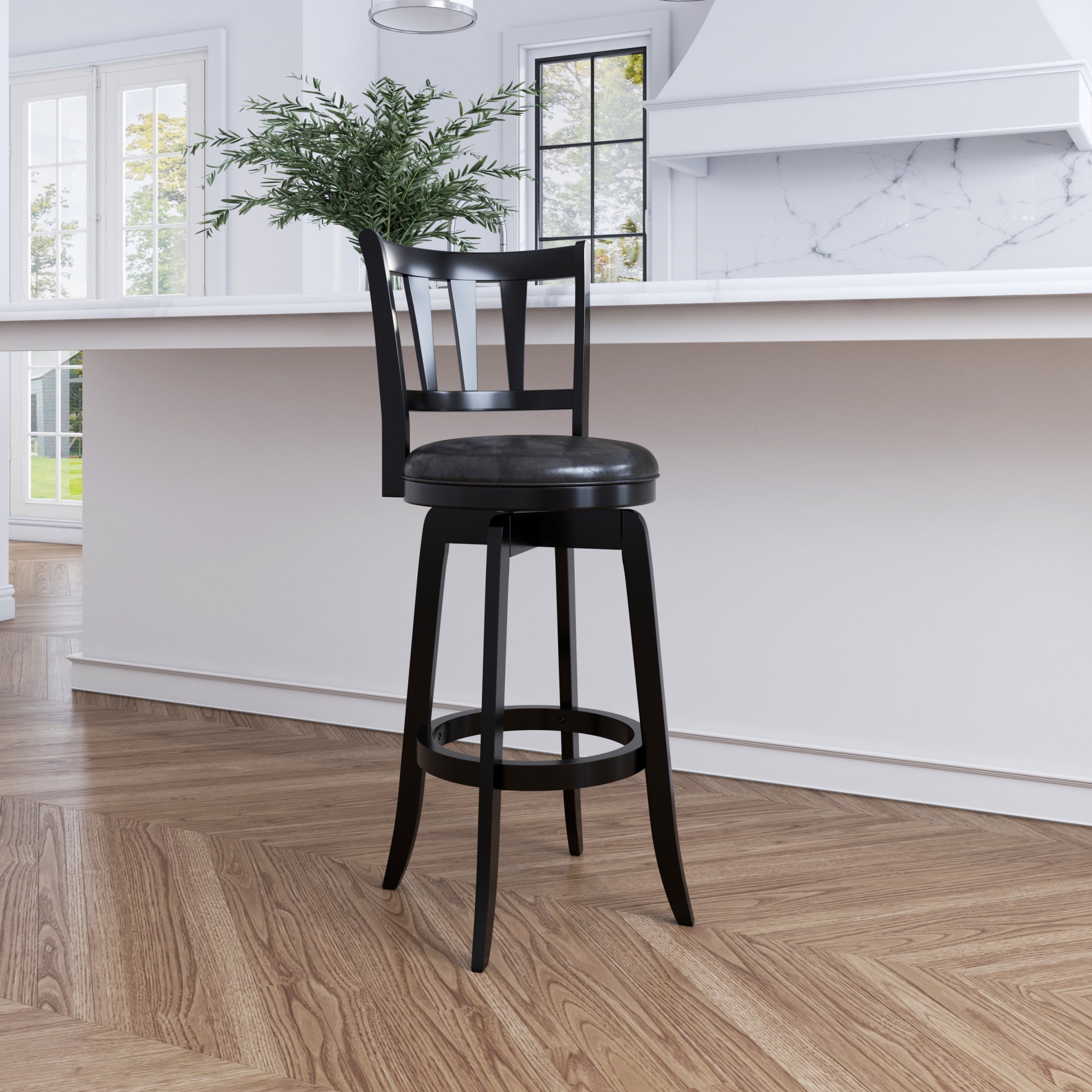 Presque Isle 43.5" Black Wood Swivel Bar Height Stool