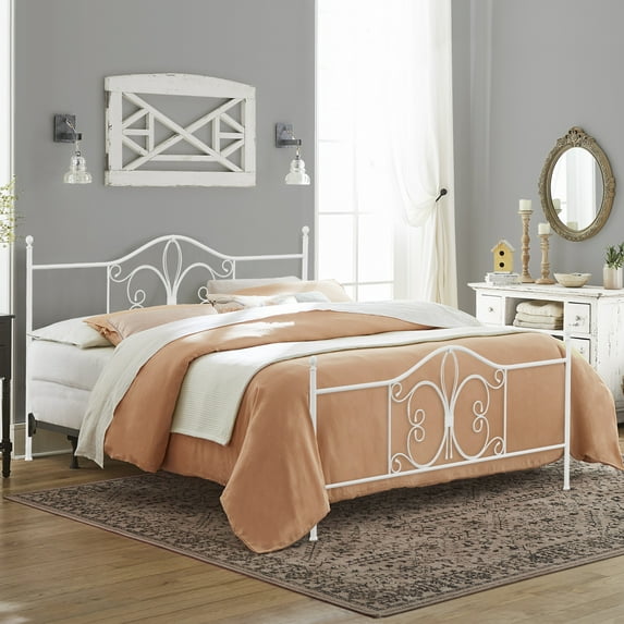 Hillsdale Furniture Ruby Textured White Metal Scroll King Bed