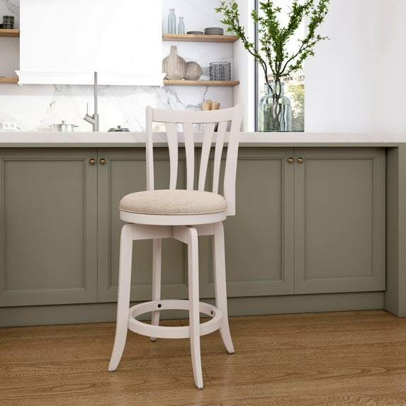 Hillsdale Savana Wood Counter Height Swivel Stool, White