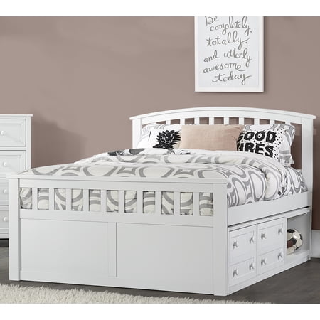 Hillsdale Furniture Schoolhouse 4.0 Charlie Captain's Full Bed, 1 Storage Unit, White