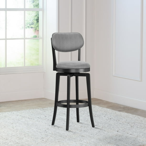 Hillsdale Furniture Sloan Upholstered Wood Bar Height Swivel Stool, Black
