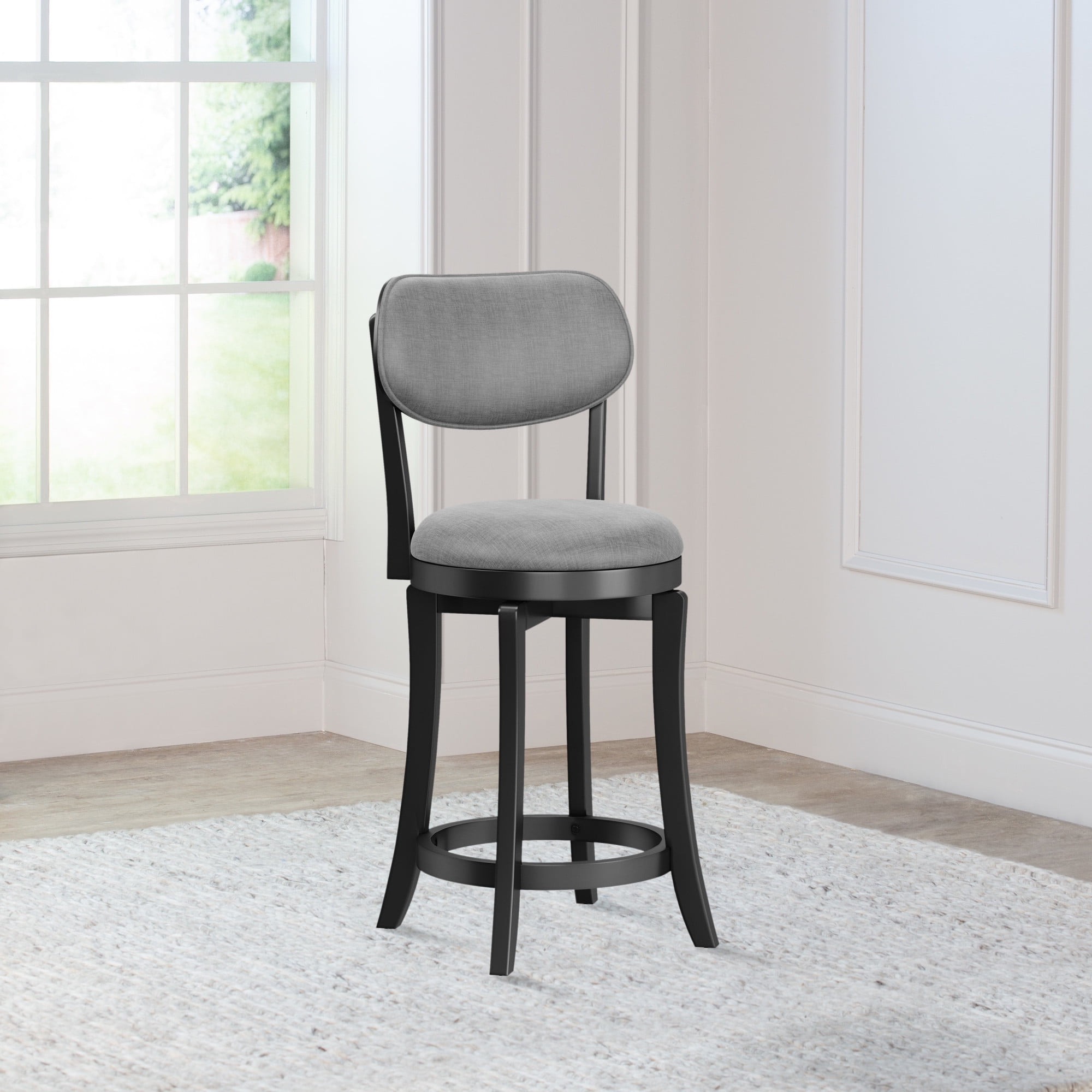 Hillsdale Furniture Sloan Upholstered Wood Counter Height Swivel Stool, Black