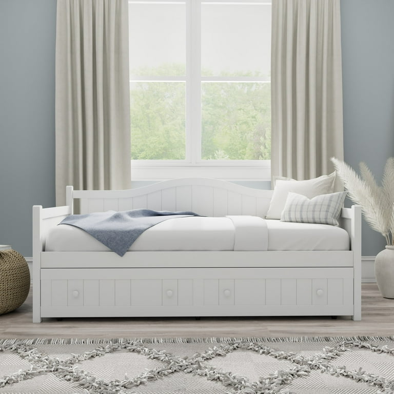 Hillsdale Furniture Staci Arched Wood Twin Daybed with Trundle Classic White