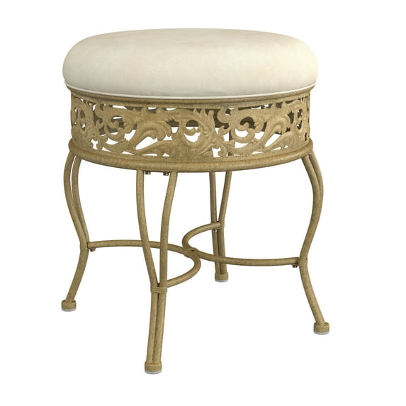Hillsdale Furniture Villa III Upholstered Backless Vanity Stool, Antique Beige