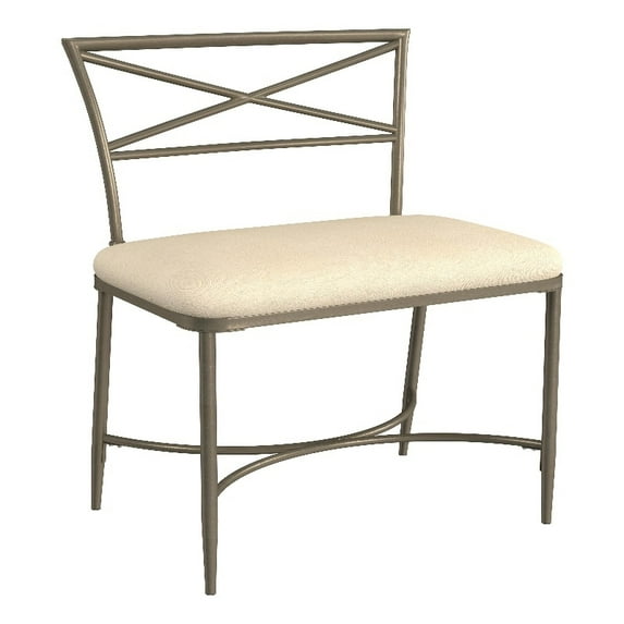 Hillsdale Wimberly 18" Fabric & Metal Vanity Stool in Cream/Champagne Gold