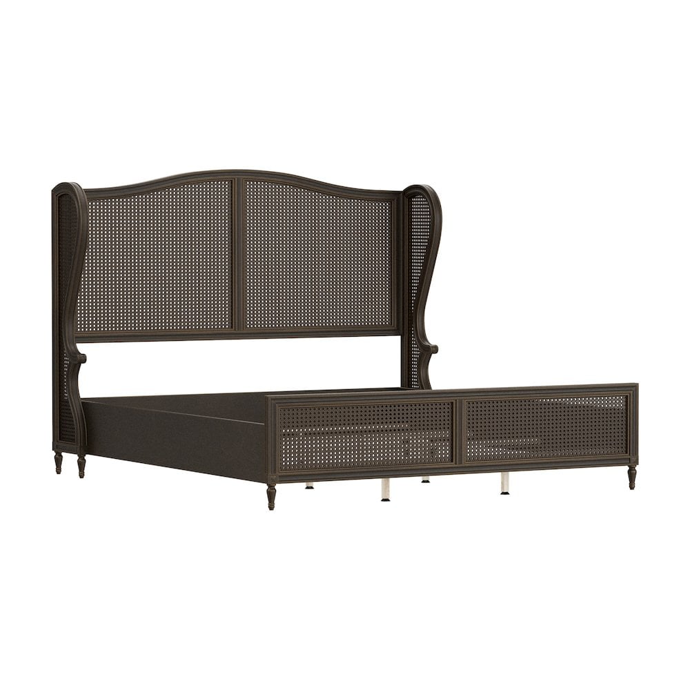 Sausalito King Bed with Wingback Headboard in Oiled Bronze