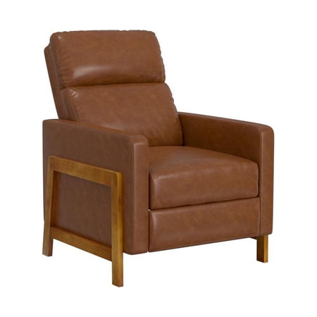 Hillsdale Garnett Modern Faux Leather Recliner Saddle Brown