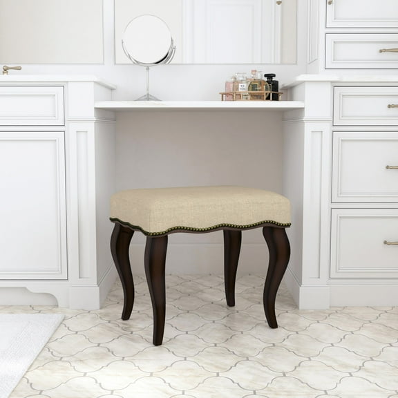 Hillsdale Hamilton Wood and Upholstered Backless Vanity Stool Burnished Oak