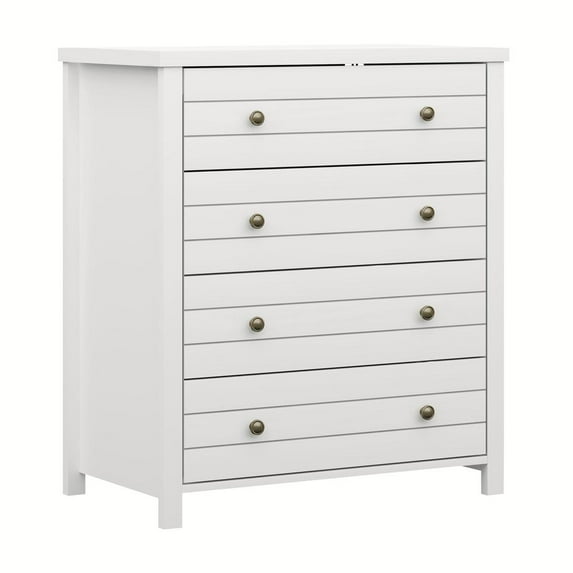 Hillsdale Harmony 4-Drawer Farmhouse Wood Bedroom/Livingroom Chest in White
