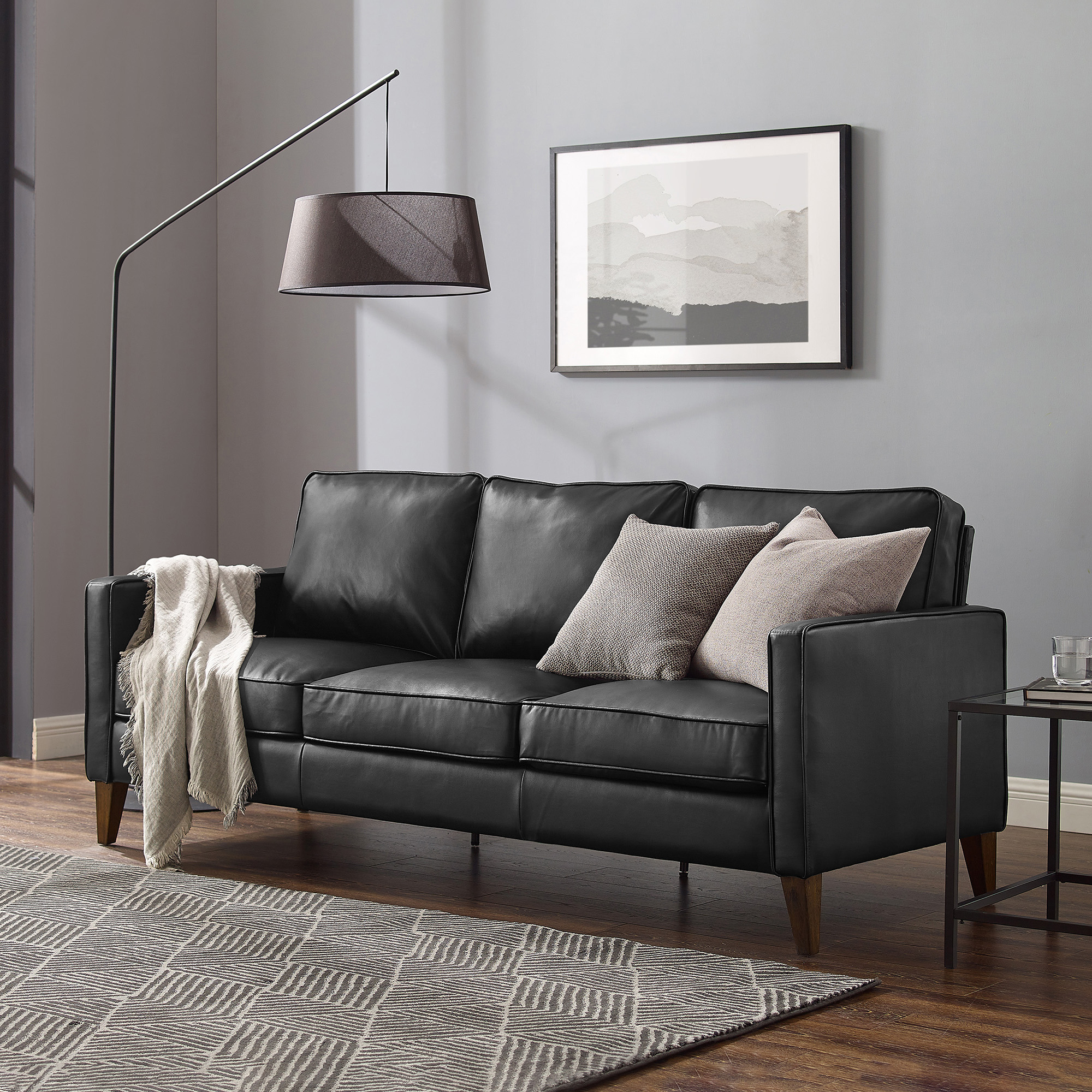 Hillsdale Jianna Faux Leather Sofa, Black - image 1 of 12