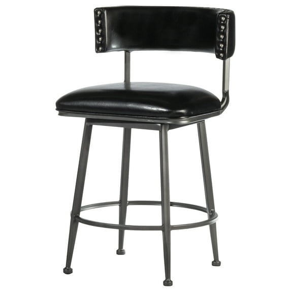Hillsdale Kinsella 26 Metal Mid-Century Counter Stool in Gray/Charcoal
