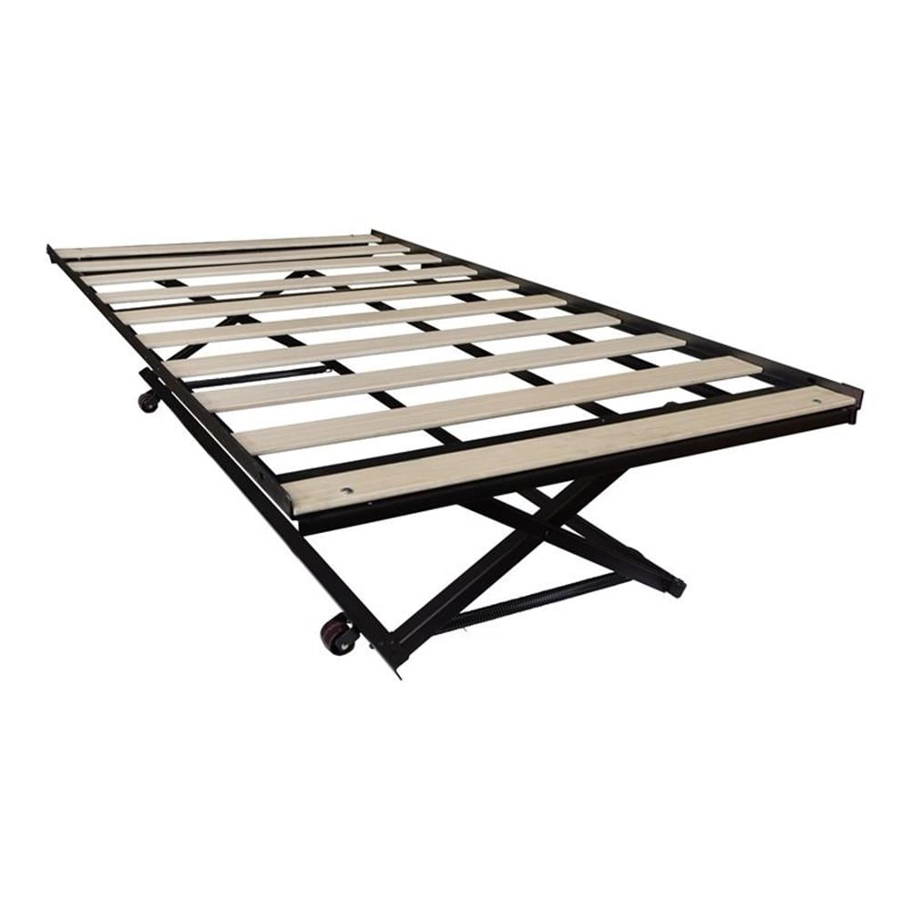 Twin Black Metal Daybed Frame with Wood Slats