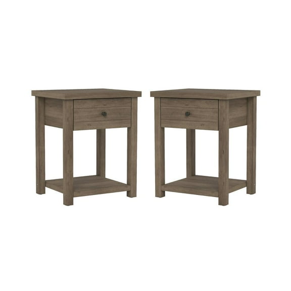 Hillsdale Living Essentials Harmony Wood Accent Table, Set of 2, Knotty Gray Oak