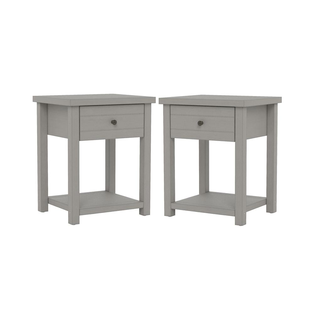 Gray Hardwood Accent Tables with Storage, Set of 2
