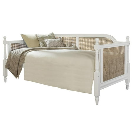 Hillsdale Melanie Wood and Cane Twin Daybed in White and Natural