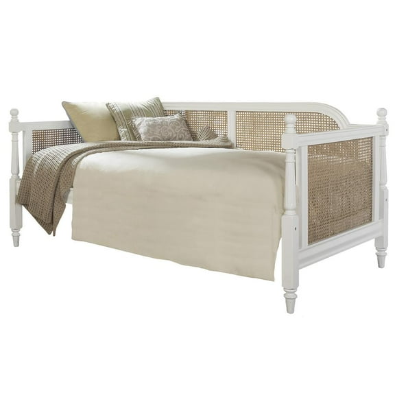 Hillsdale Melanie Wood and Cane Twin Daybed in White and Natural