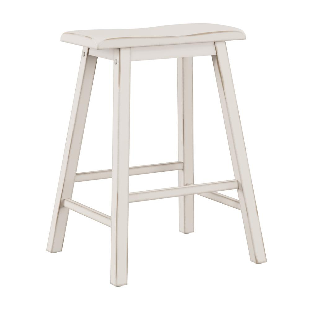 Sea White 24" Backless Saddle Wood Counter Stool