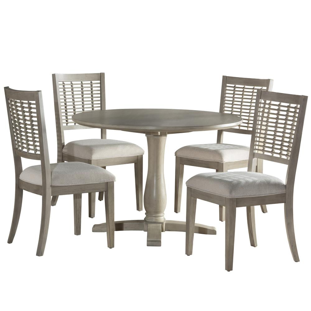 Hillsdale Ocala 5-Piece Round Coastal Wood/Fabric Dining Set in Gray