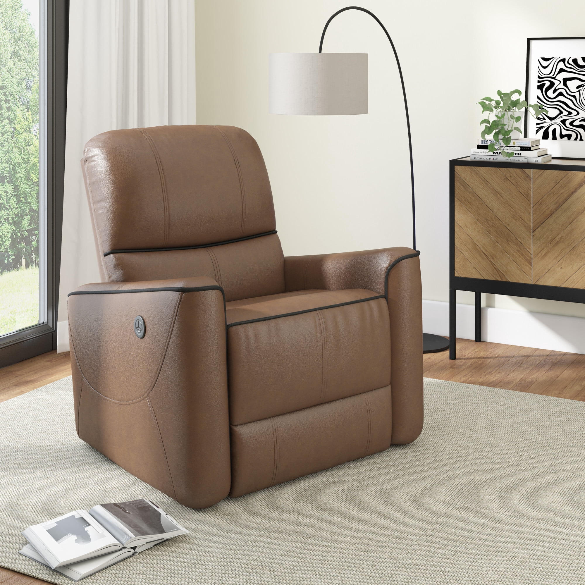 Hillsdale Provenza Faux Leather Power Recliner with USB Port