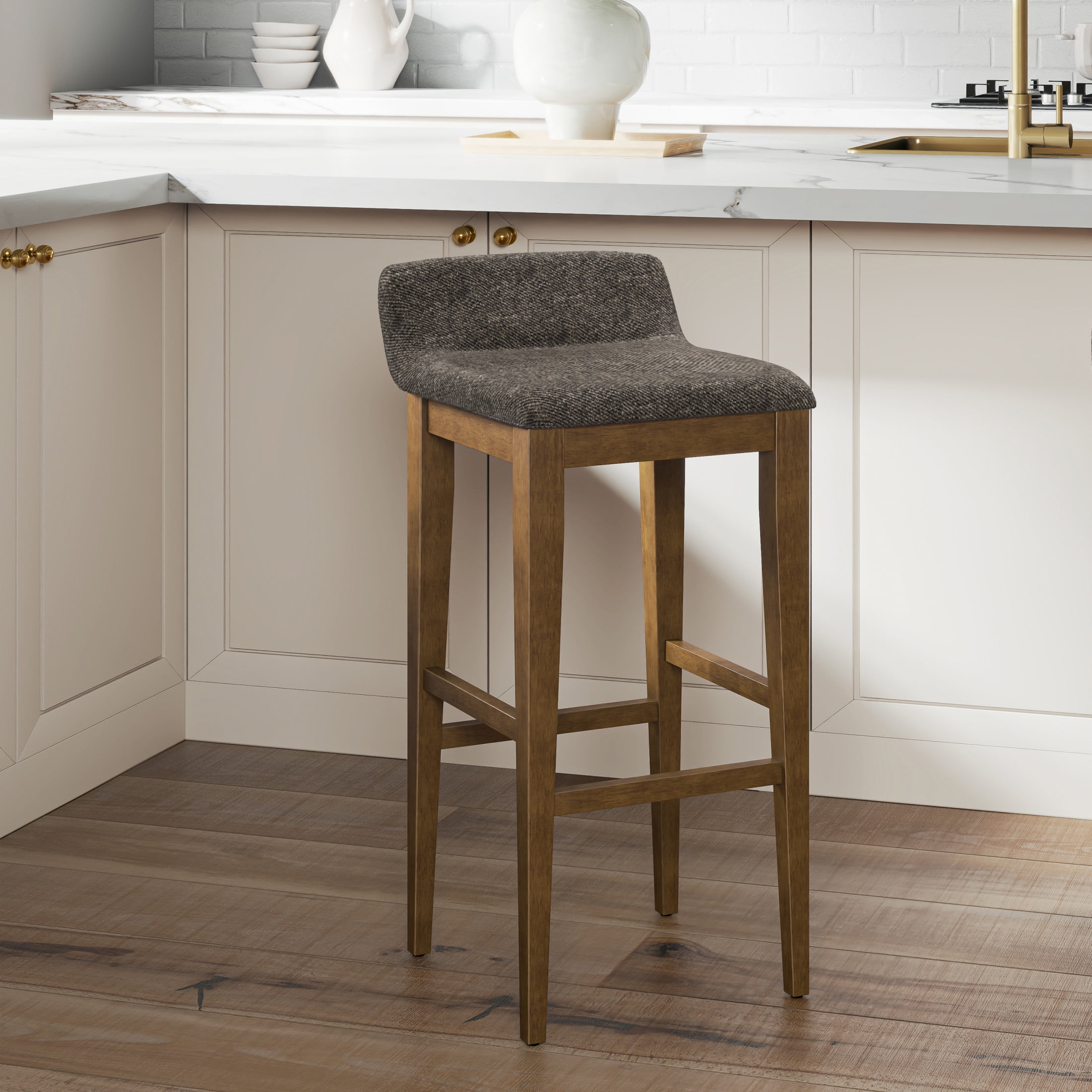 Renmark Brushed Gray Adjustable Wood Counter Stool