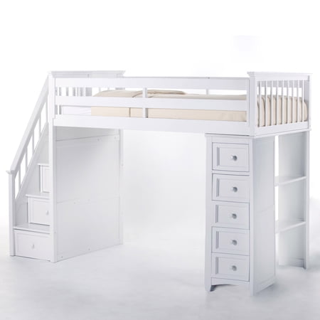 Hillsdale School House Stair Loft With Chest End, White